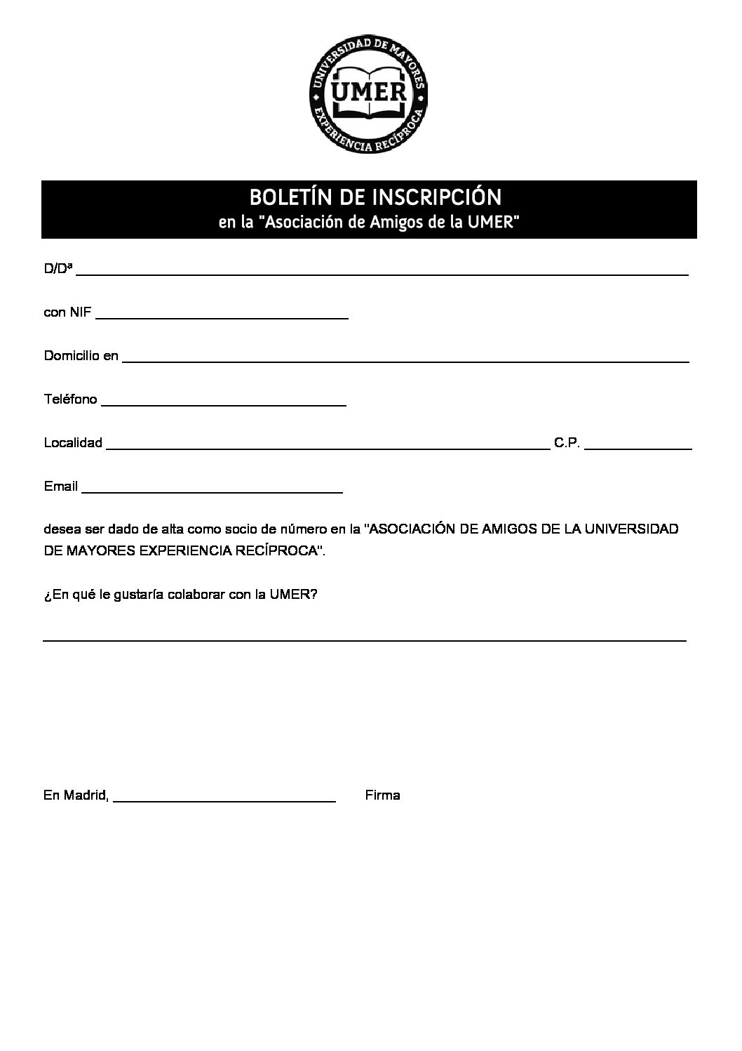 Boletín Inscripción